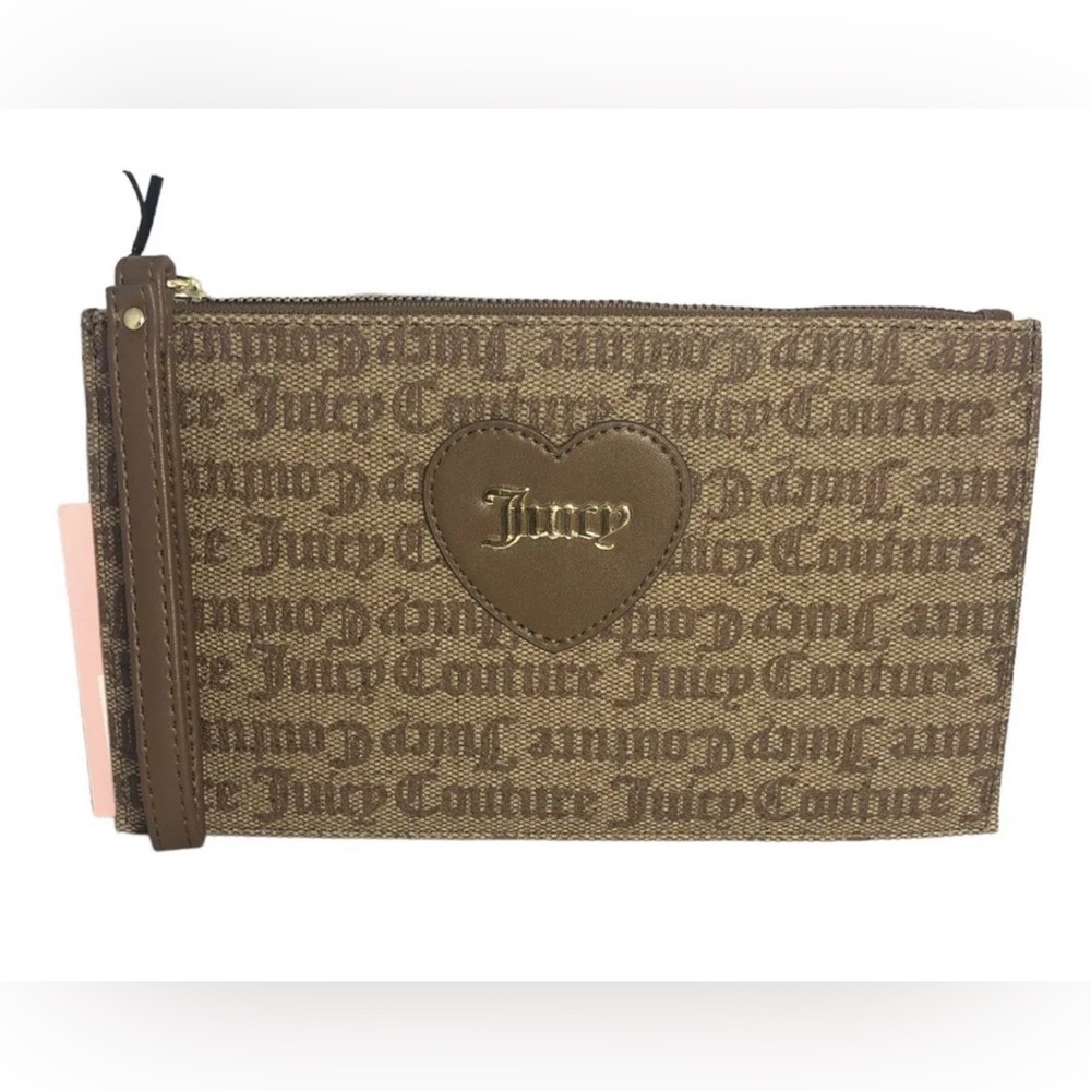 Juicy Couture GOTHIC LOGO CHESTNUT CHINO Wristlet Clutch NEW!